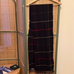 Moon for J. Crew Navy and Red 100% Merino Wool Scarf